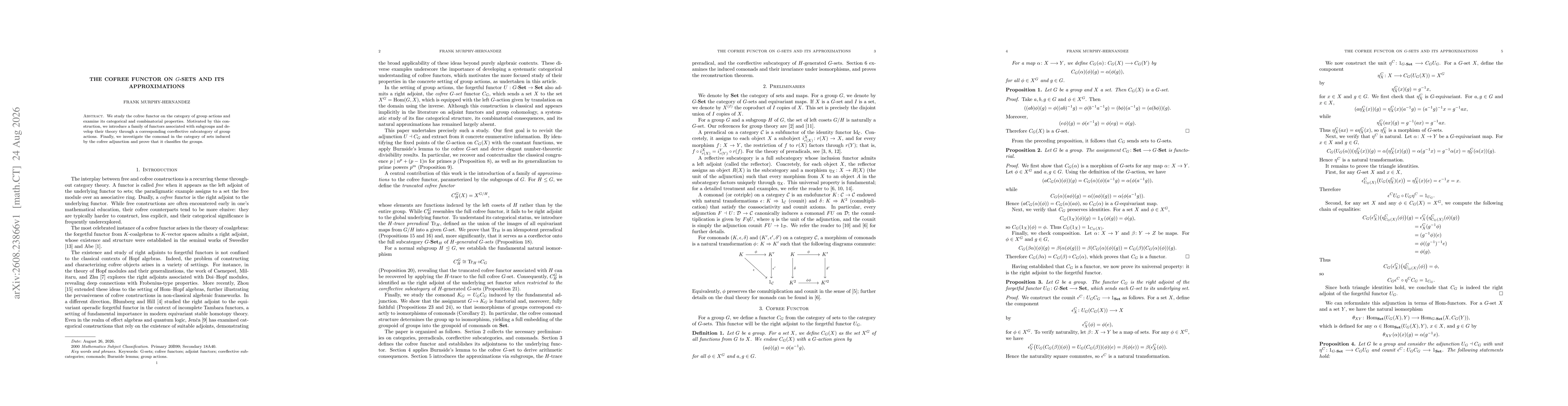 Thumbnail for The Cofree Functor on G-Sets and Its Approximations