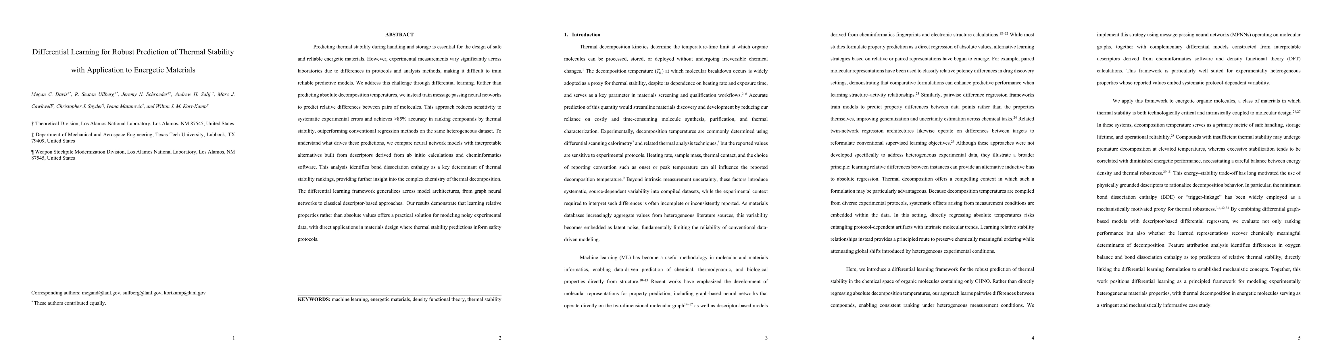 Thumbnail for Differential Learning for Robust Prediction of Thermal Stability with Application to Energetic Materials