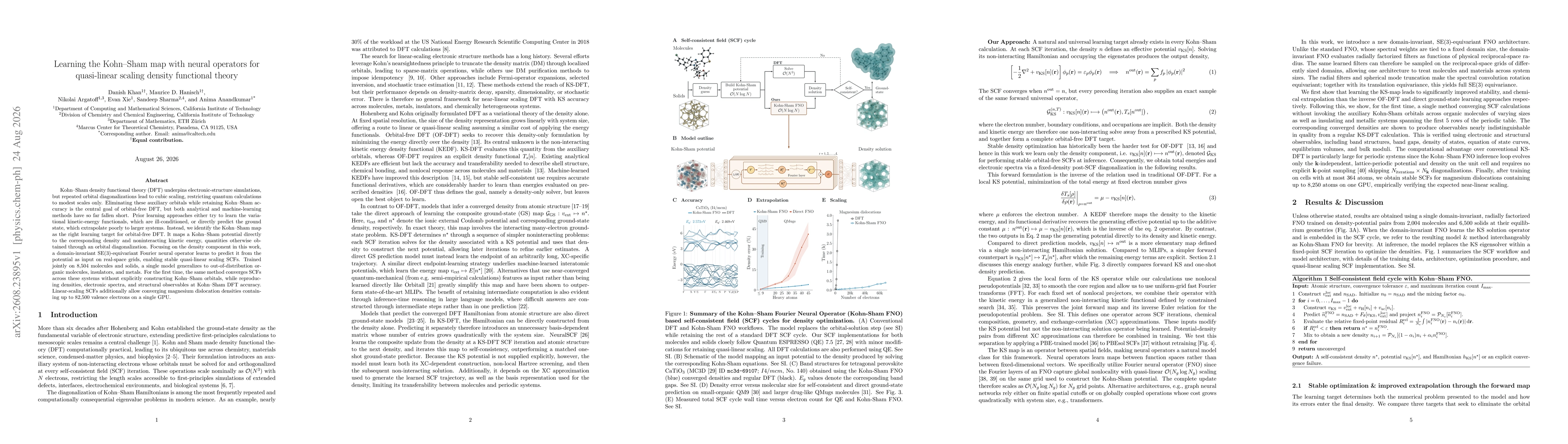 Thumbnail for Learning the Kohn-Sham map with neural operators for quasi-linear scaling density functional theory