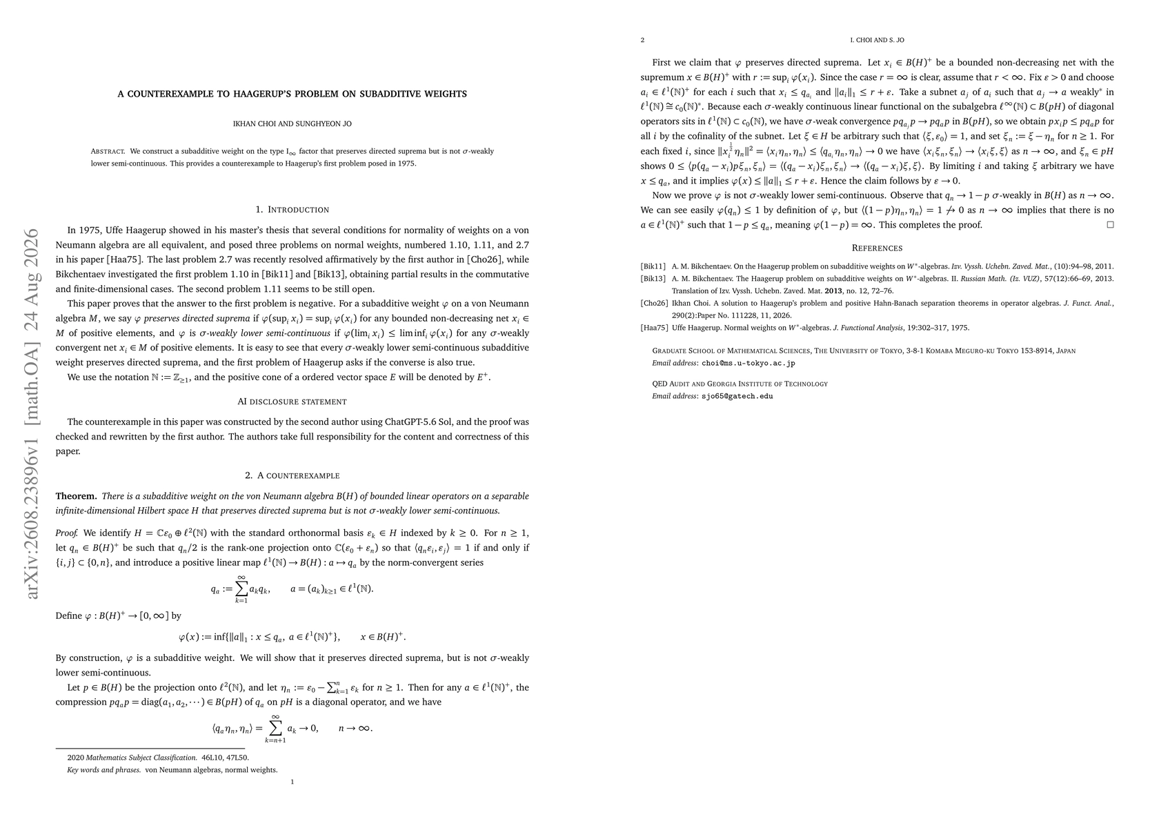 Thumbnail for A counterexample to Haagerup's problem on subadditive weights