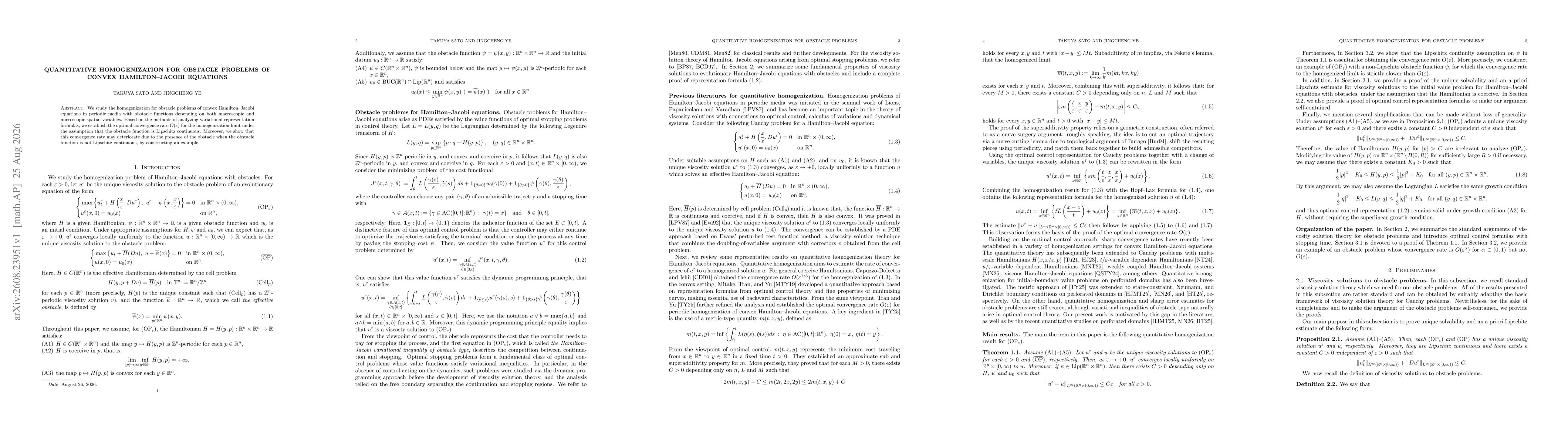Thumbnail for Quantitative homogenization for obstacle problems of convex Hamilton-Jacobi equations