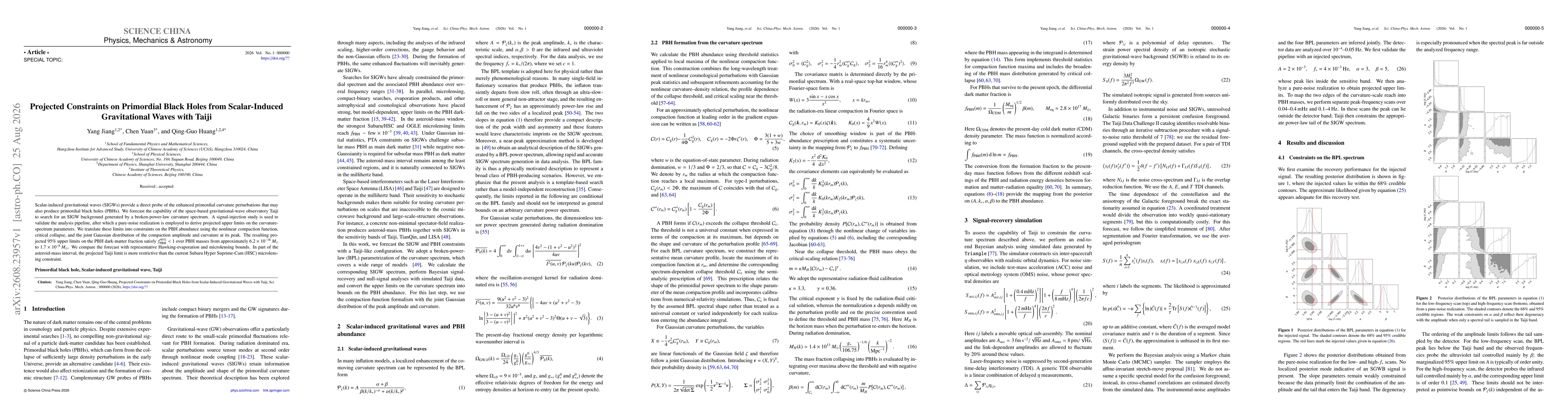 Thumbnail for Projected Constraints on Primordial Black Holes from Scalar-Induced Gravitational Waves with Taiji