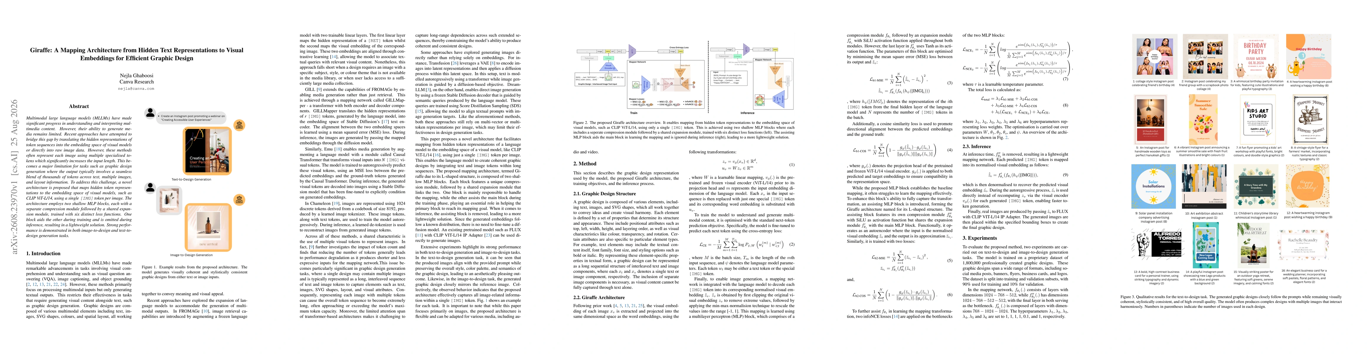 Thumbnail for Giraffe: A Mapping Architecture from Hidden Text Representations to Visual Embeddings for Efficient Graphic Design