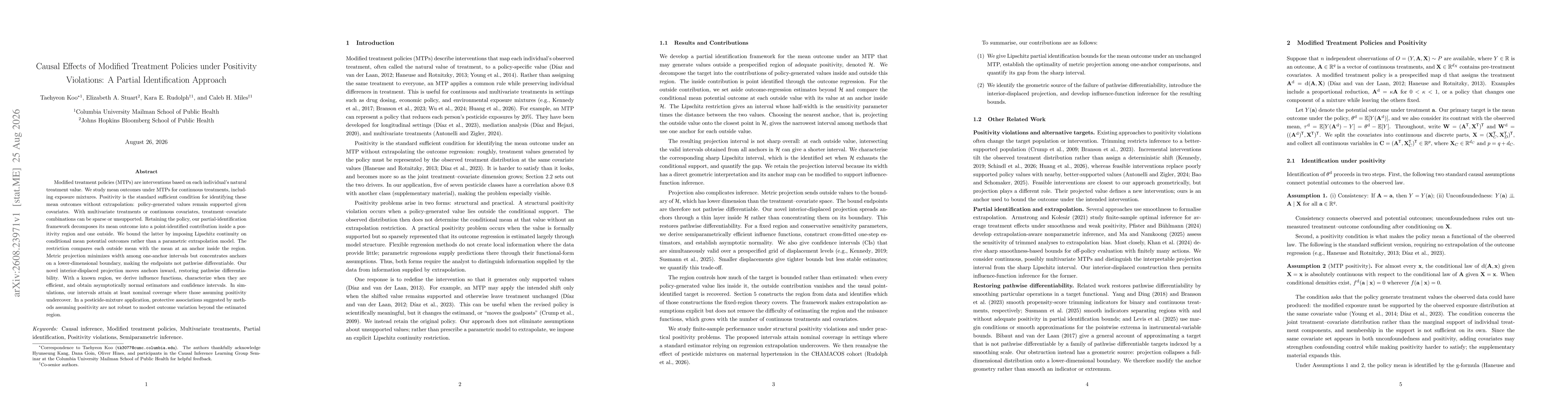 Thumbnail for Causal Effects of Modified Treatment Policies under Positivity Violations: A Partial Identification Approach