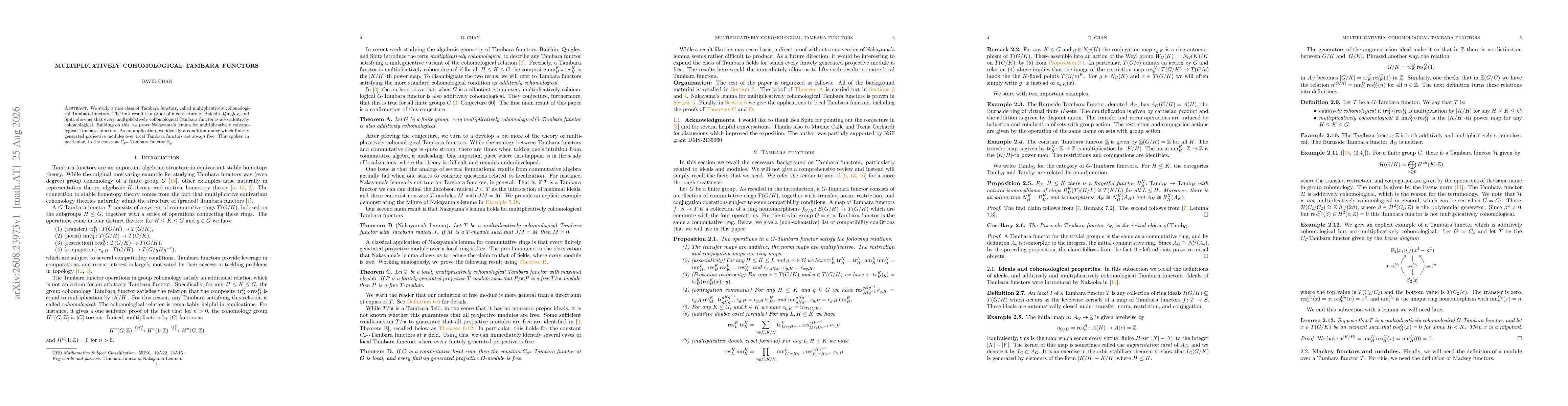 Thumbnail for Multiplicatively cohomological Tambara functors