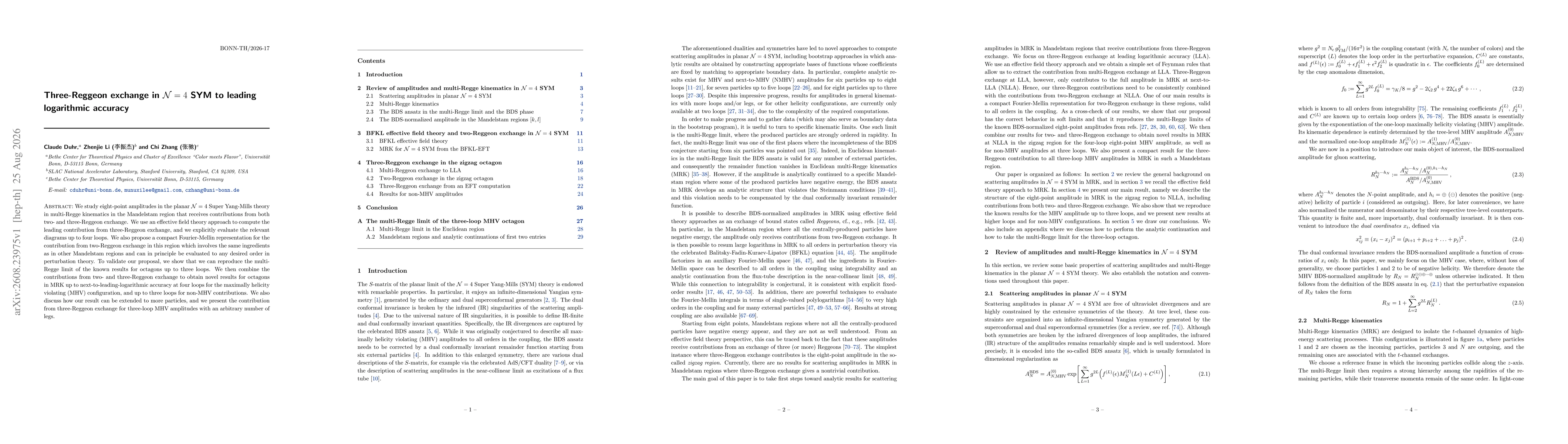 Thumbnail for Three-Reggeon exchange in $\mathcal{N}=4$ SYM to leading logarithmic accuracy