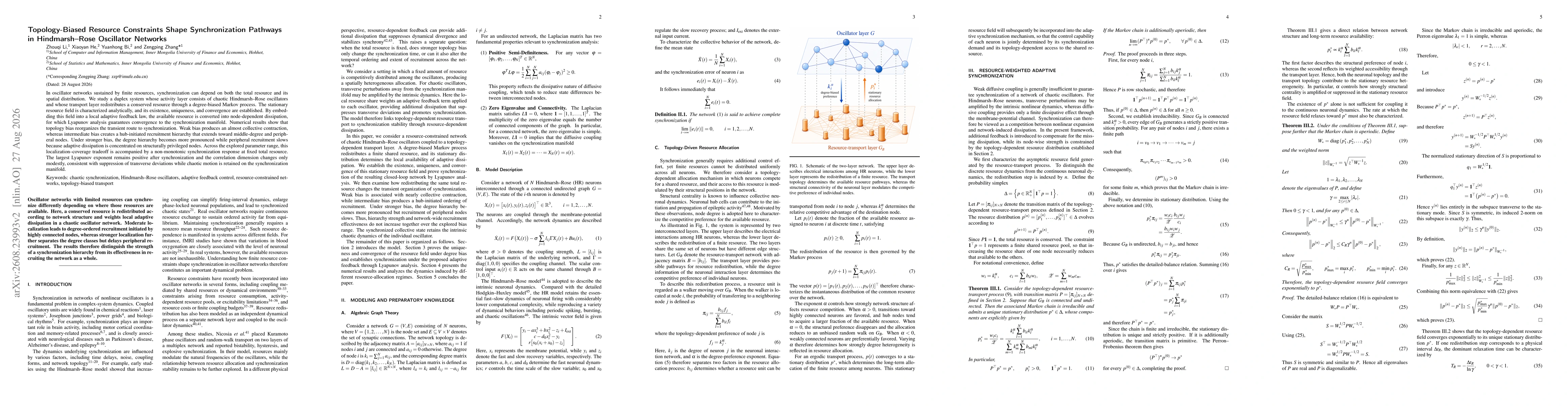 Thumbnail for Topology-Biased Resource Constraints Shape Synchronization Pathways in Hindmarsh-Rose Oscillator Networks