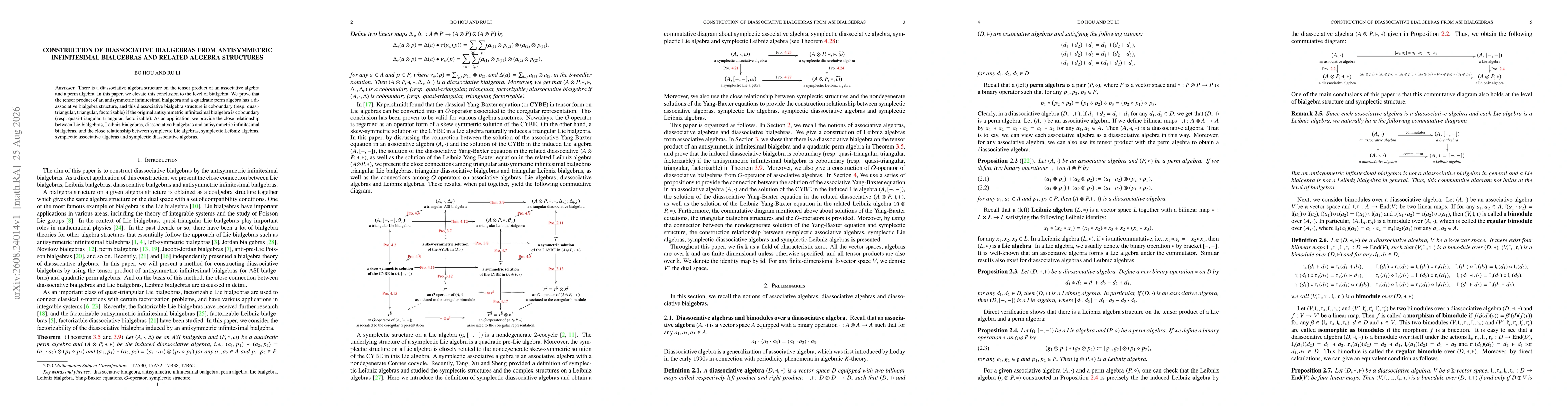 Thumbnail for Construction of diassociative bialgebras from antisymmetric infinitesimal bialgebras and related algebra structures