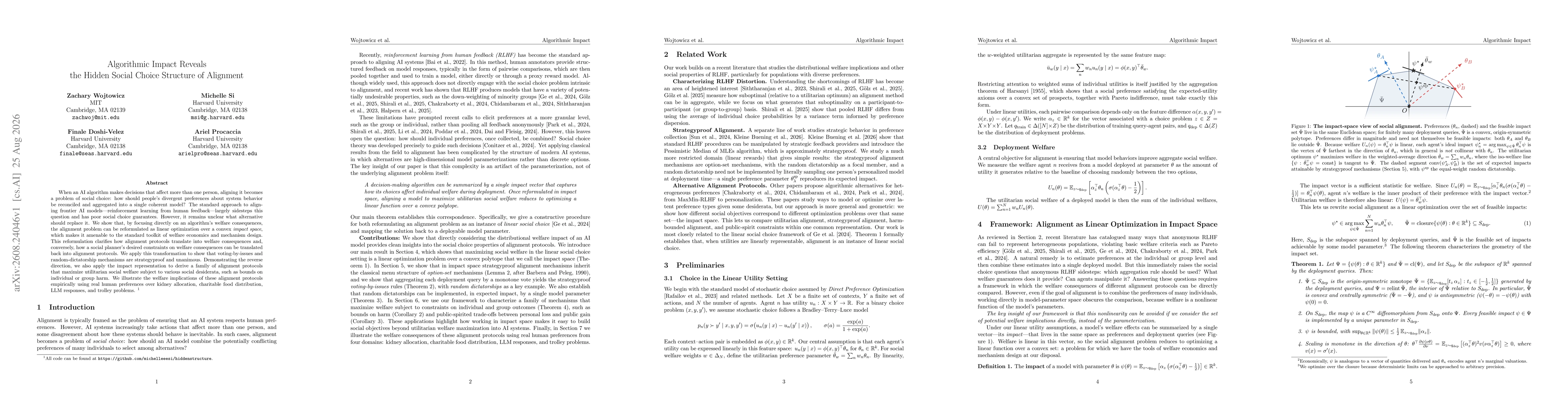 Thumbnail for Algorithmic Impact Reveals the Hidden Social Choice Structure of Alignment