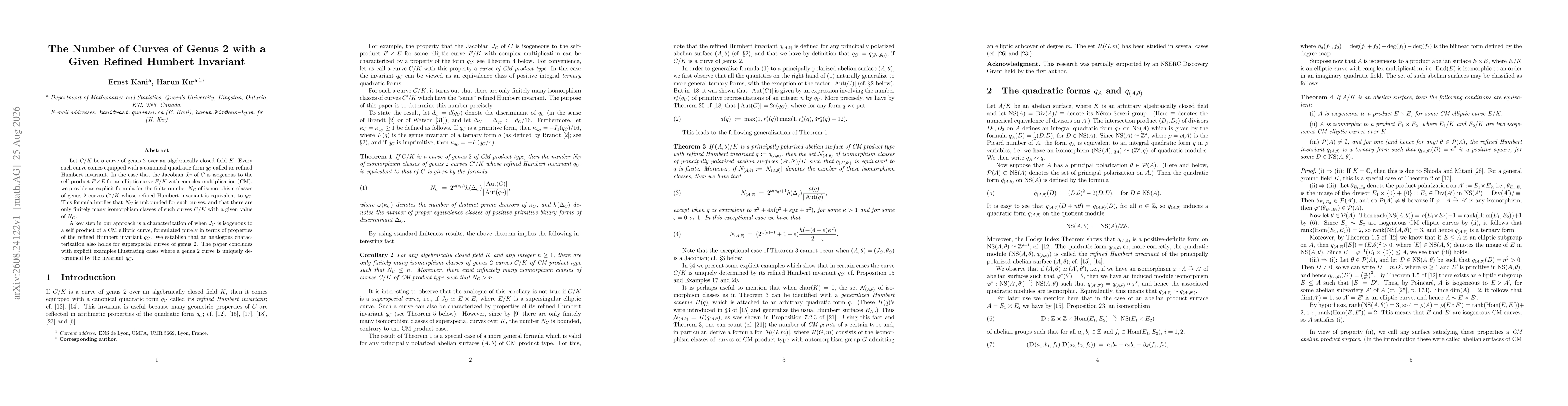 Thumbnail for The Number of Curves of Genus 2 with a Given Refined Humbert Invariant