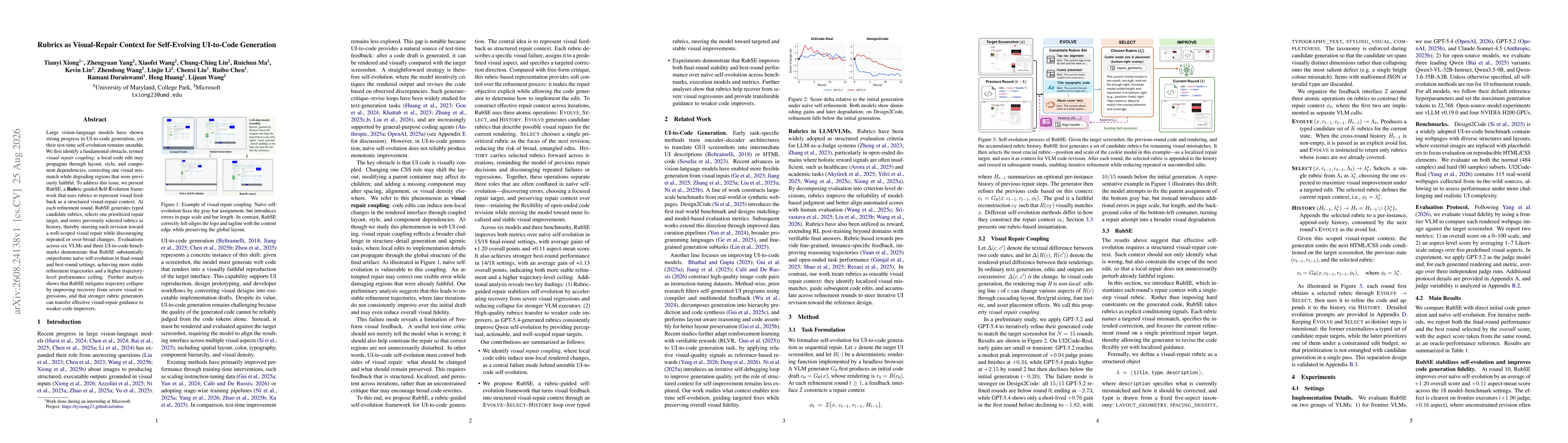 Thumbnail for Rubrics as Visual-Repair Context for Self-Evolving UI-to-Code Generation