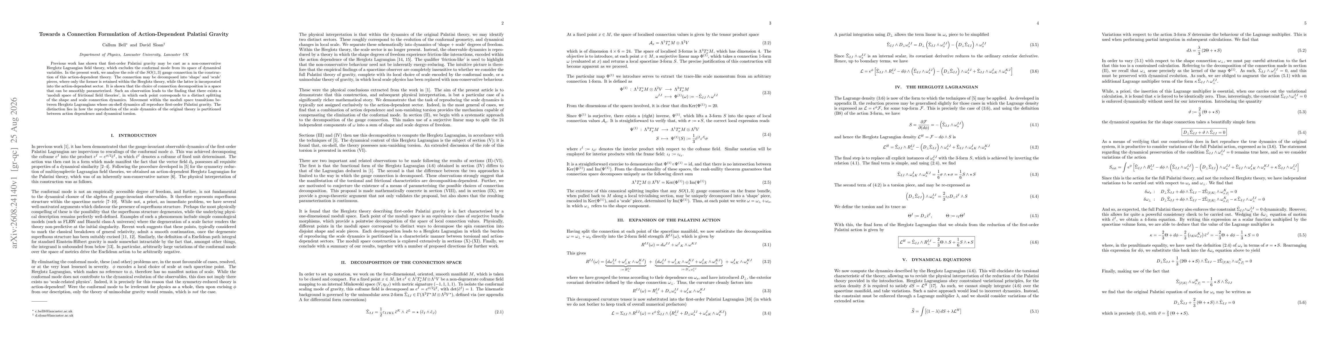 Thumbnail for Towards a Connection Formulation of Action-Dependent Palatini Gravity