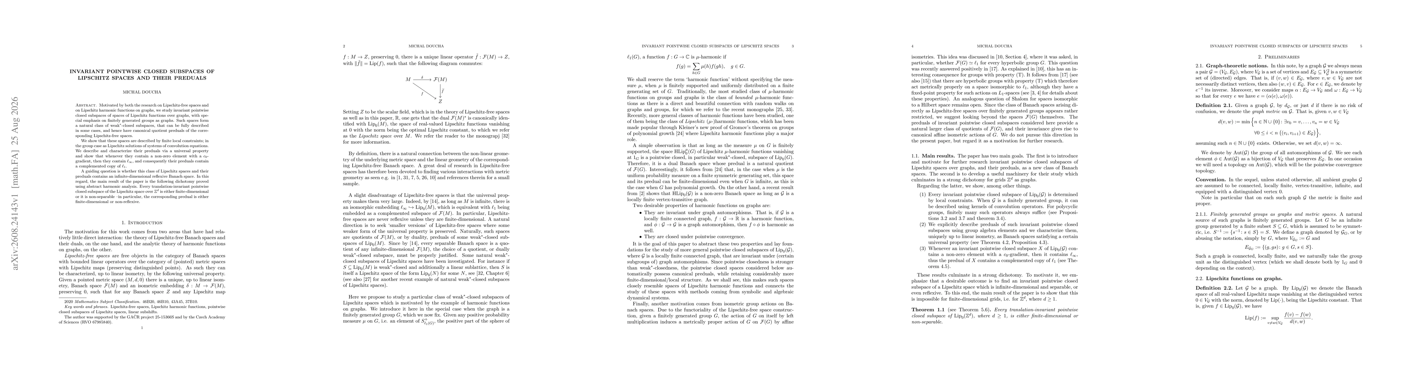 Thumbnail for Invariant pointwise closed subspaces of Lipschitz spaces and their preduals