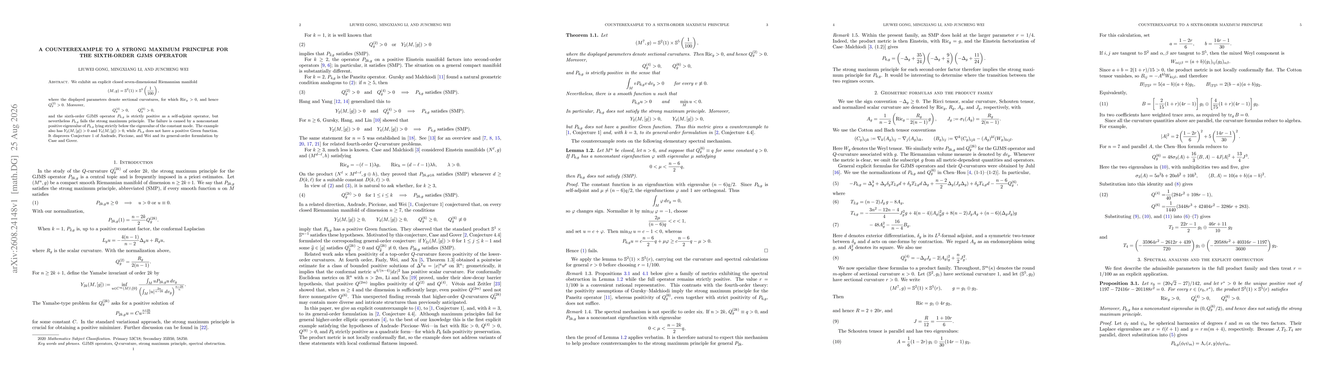 Thumbnail for A counterexample to a strong maximum principle for the sixth-order GJMS operator