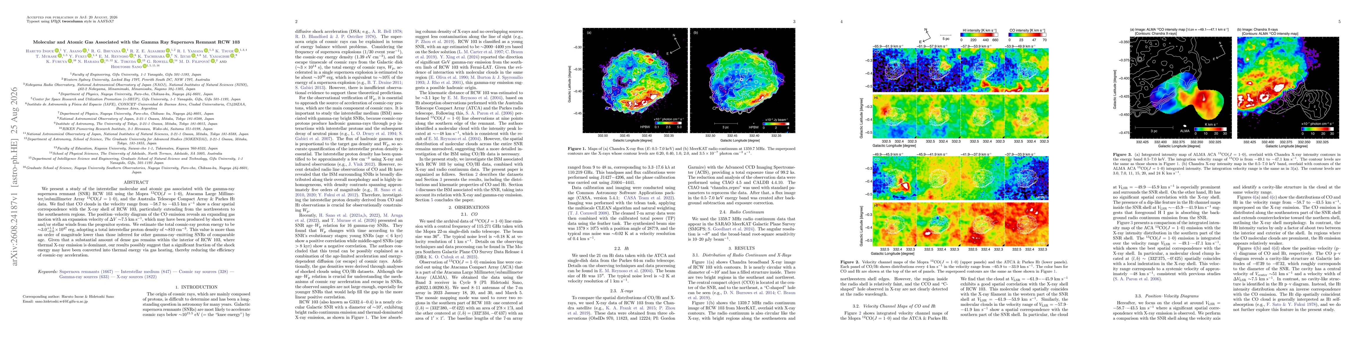 Thumbnail for Molecular and Atomic Gas Associated with the Gamma Ray Supernova Remnant RCW 103