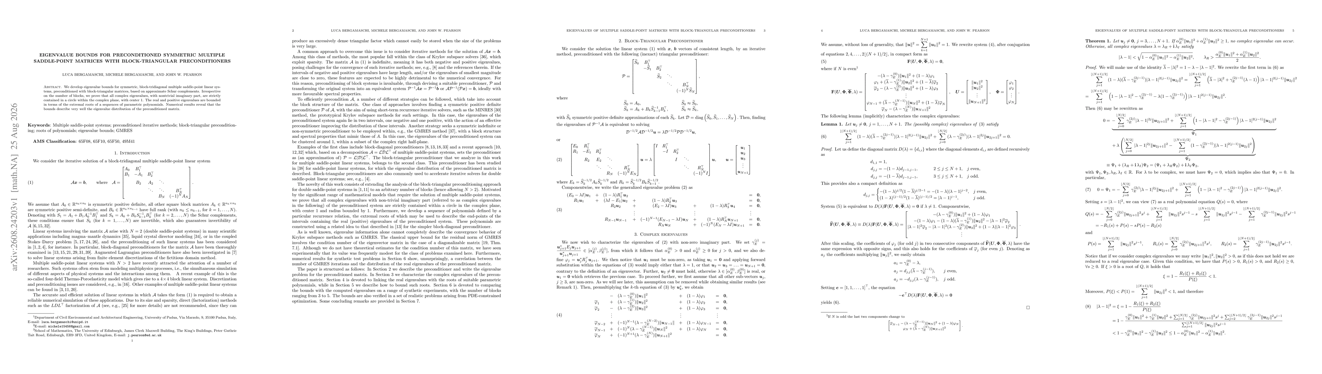 Thumbnail for Eigenvalue bounds for preconditioned symmetric multiple saddle-point matrices with block-triangular preconditioners