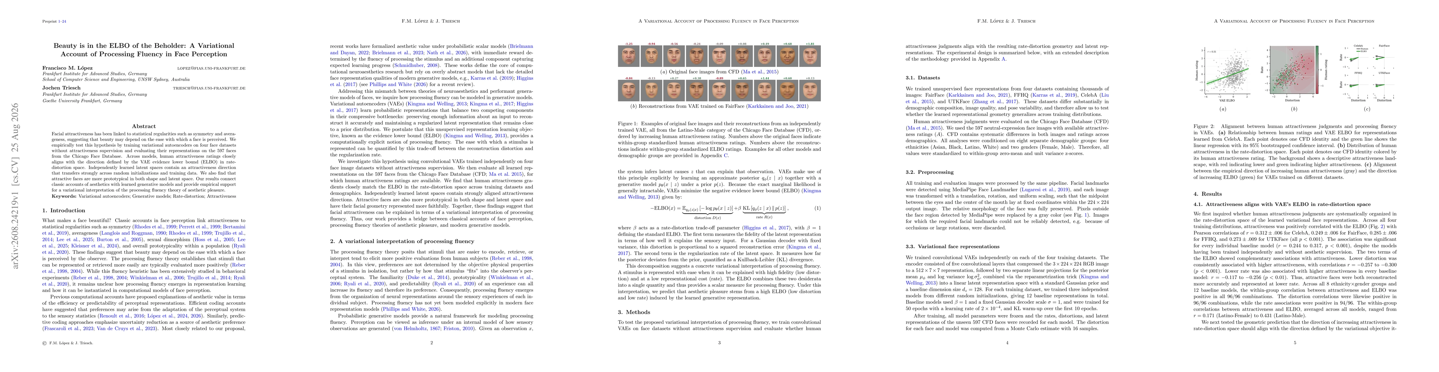 Thumbnail for Beauty is in the ELBO of the Beholder: A Variational Account of Processing Fluency in Face Perception