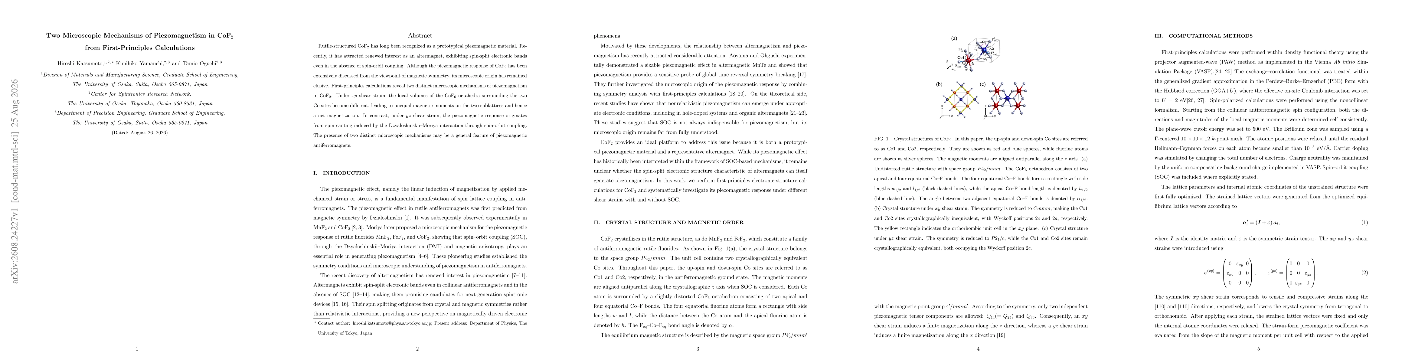 Thumbnail for Two Microscopic Mechanisms of Piezomagnetism in CoF$_2$ from First-Principles Calculations