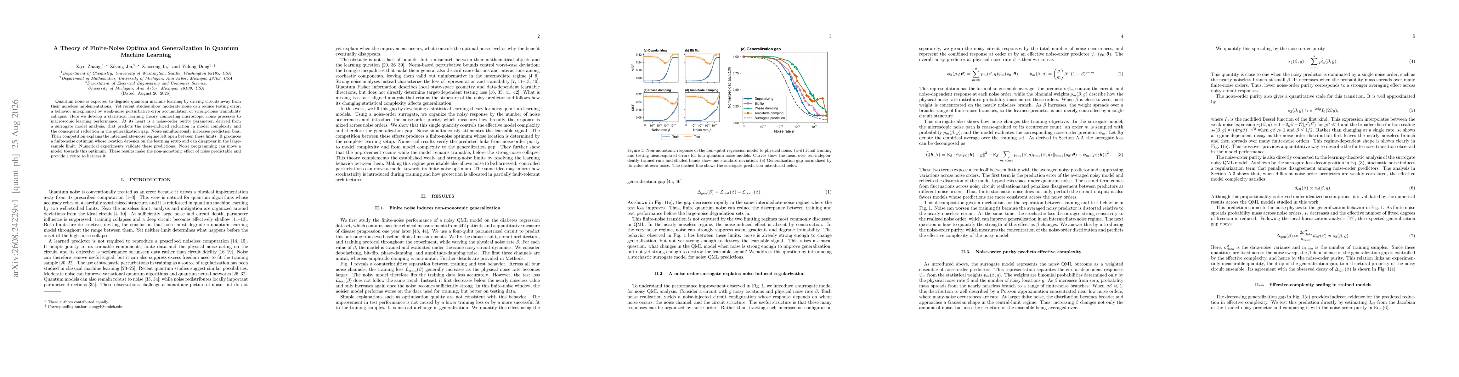 Thumbnail for A Theory of Finite-Noise Optima and Generalization in Quantum Machine Learning