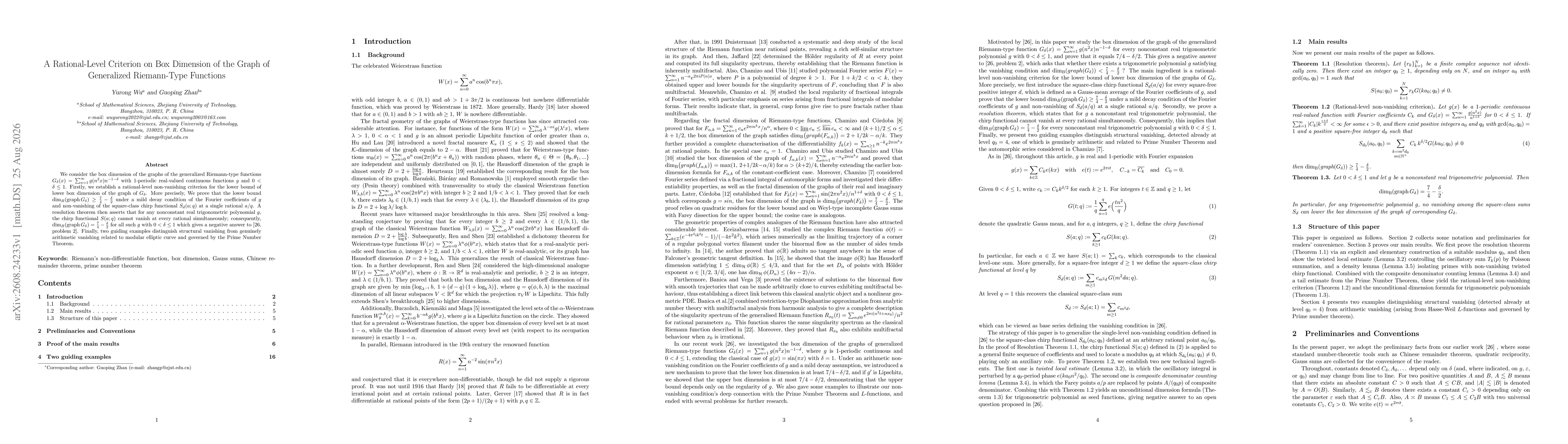 Thumbnail for A Rational-Level Criterion on Box Dimension of the Graph of Generalized Riemann-Type Functions