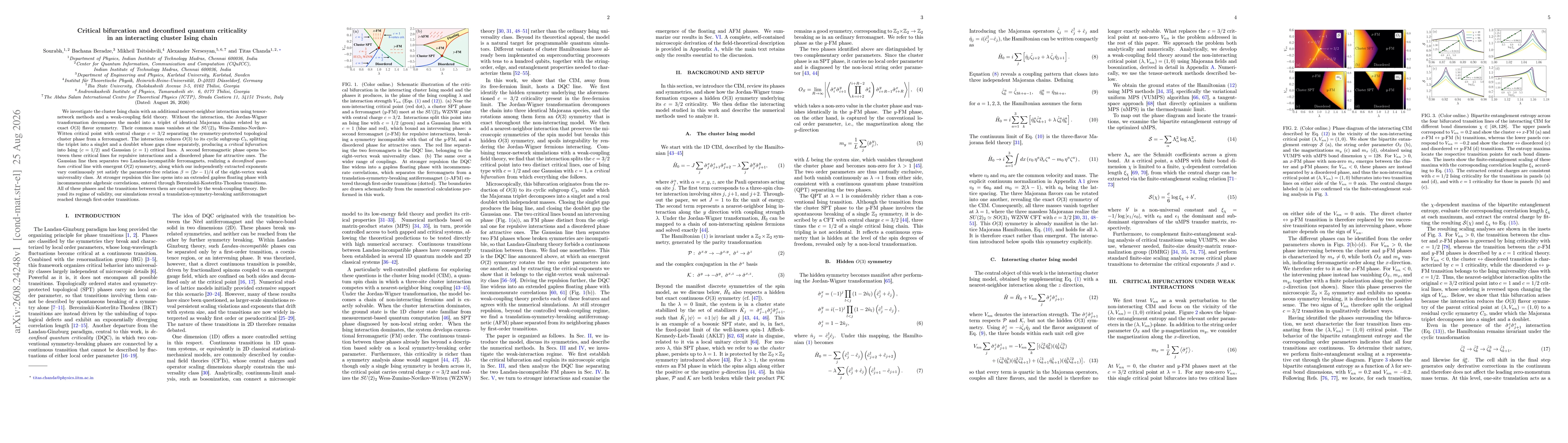 Thumbnail for Critical bifurcation and deconfined quantum criticality in an interacting cluster Ising chain
