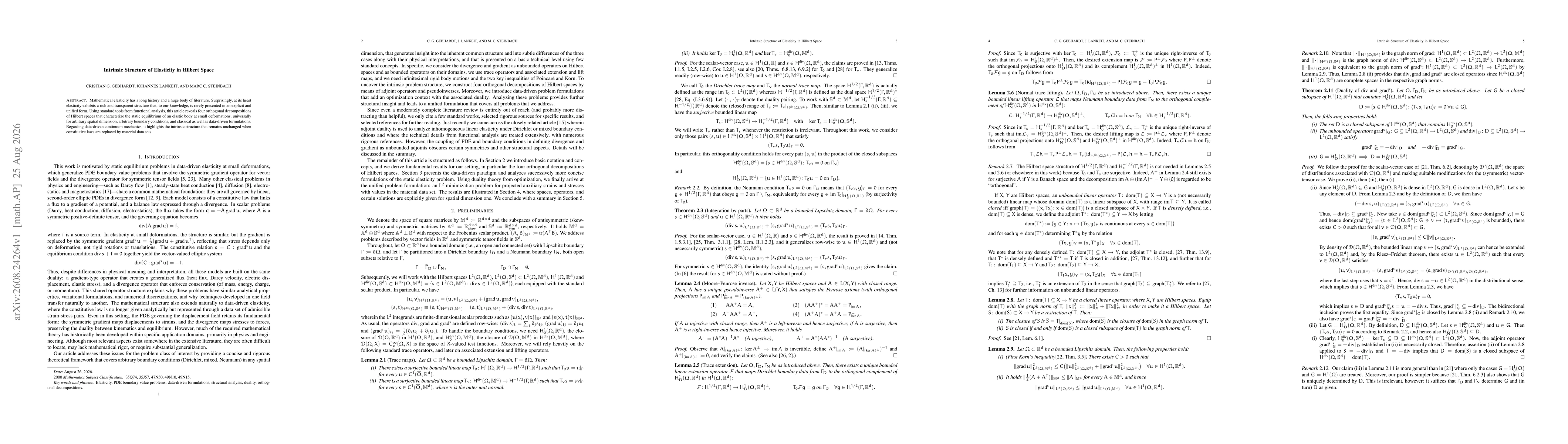 Thumbnail for Intrinsic Structure of Elasticity in Hilbert Space