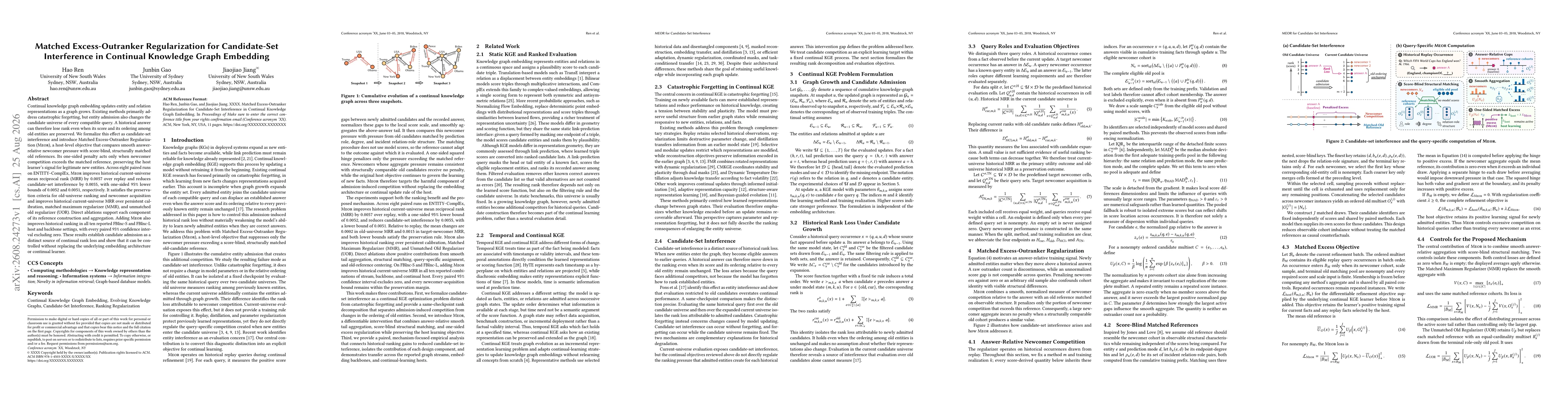 Thumbnail for Matched Excess-Outranker Regularization for Candidate-Set Interference in Continual Knowledge Graph Embedding
