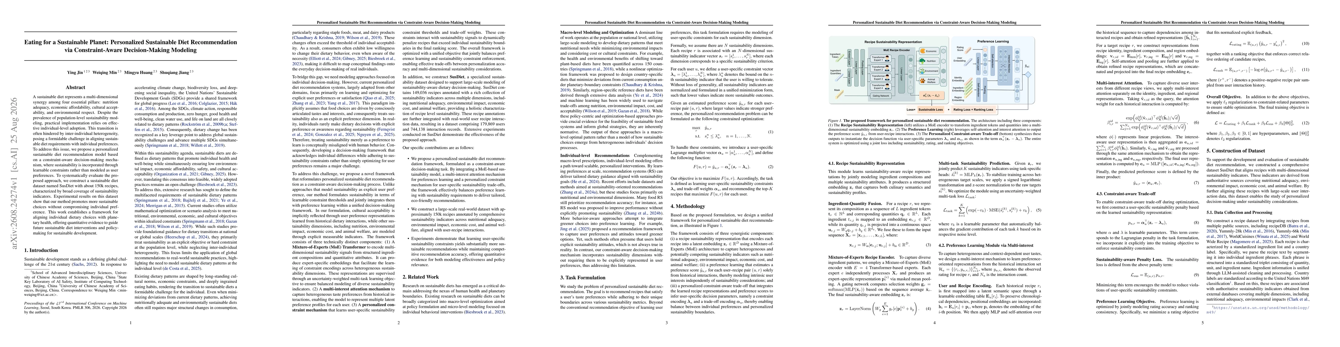 Thumbnail for Eating for a Sustainable Planet: Personalized Sustainable Diet Recommendation via Constraint-Aware Decision-Making Modeling