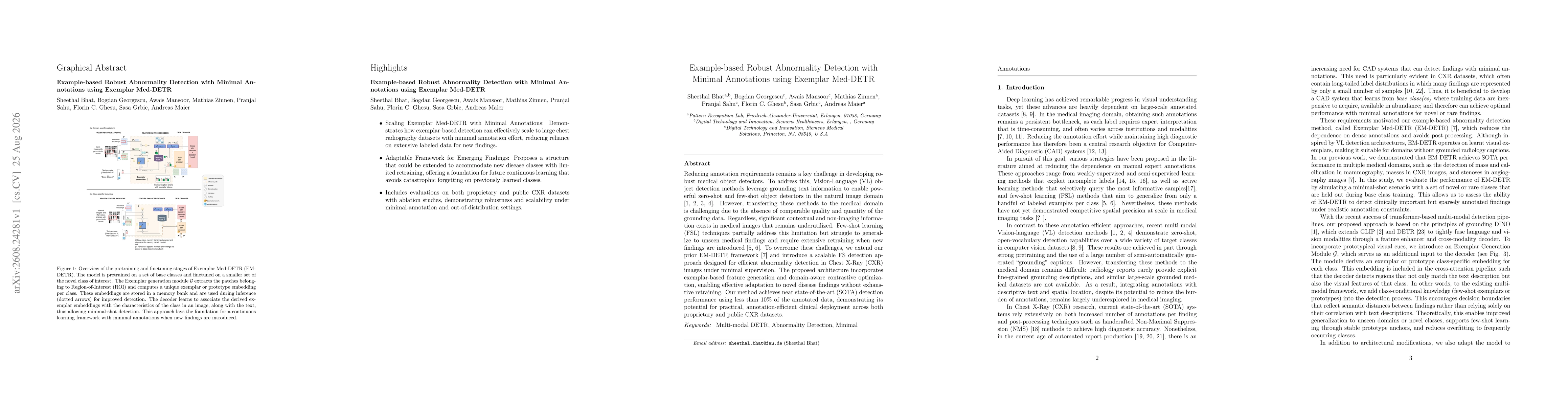 Thumbnail for Example-based Robust Abnormality Detection with Minimal Annotations using Exemplar Med-DETR