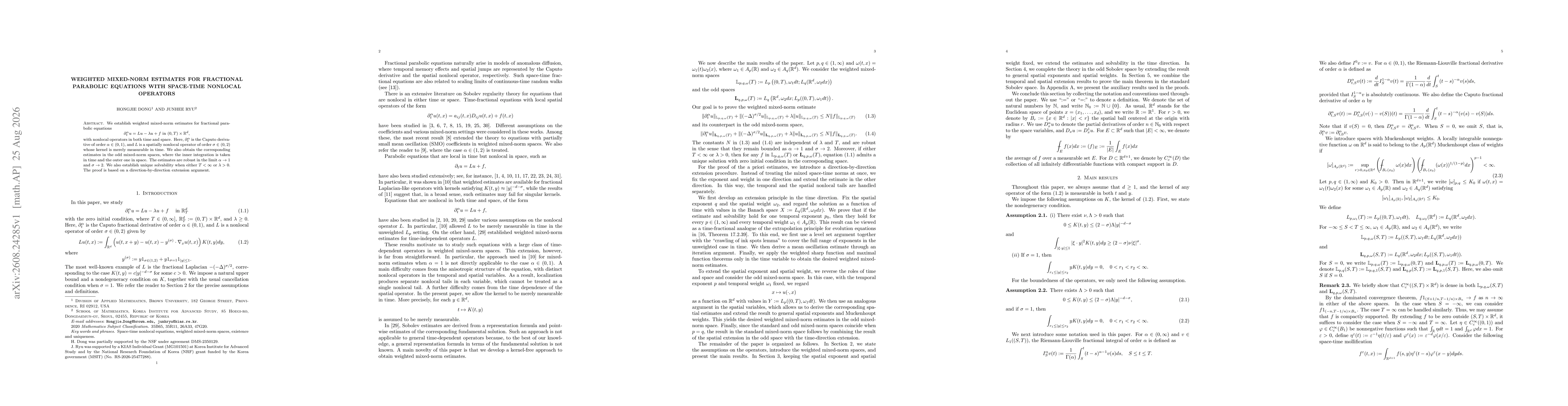 Thumbnail for Weighted mixed-norm estimates for fractional parabolic equations with space-time nonlocal operators
