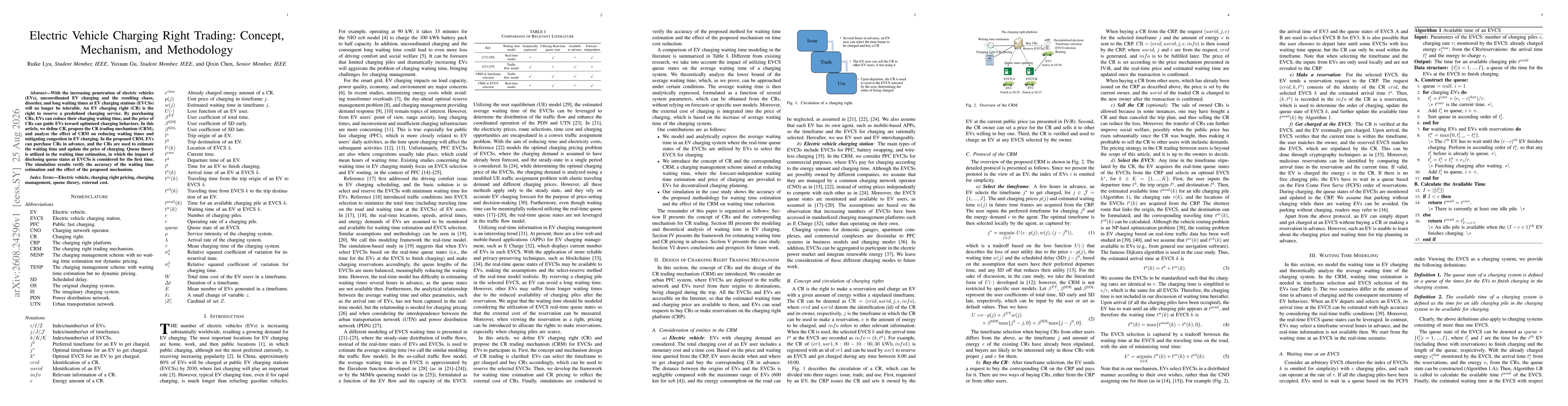 Thumbnail for Electric Vehicle Charging Right Trading: Concept, Mechanism, and Methodology