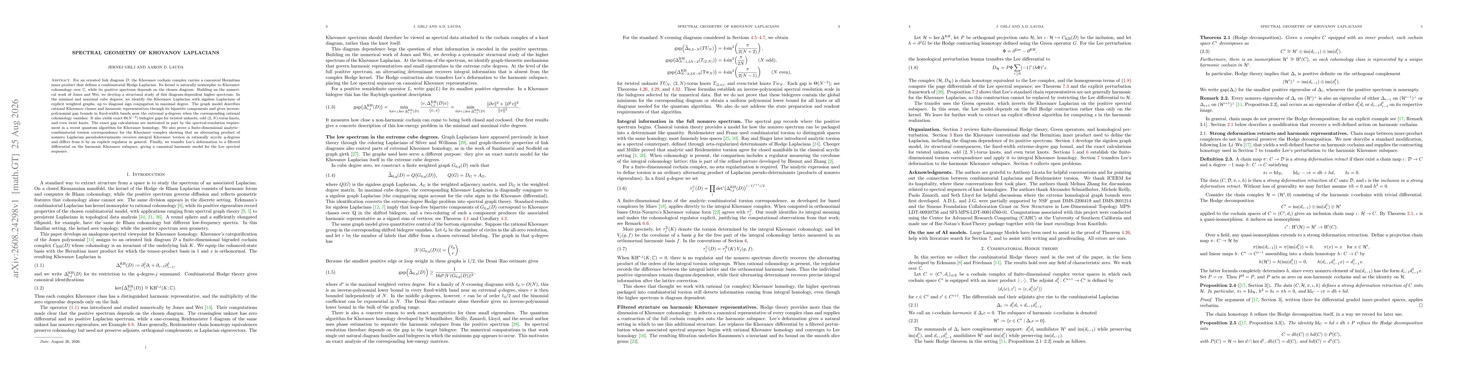 Thumbnail for Spectral geometry of Khovanov Laplacians