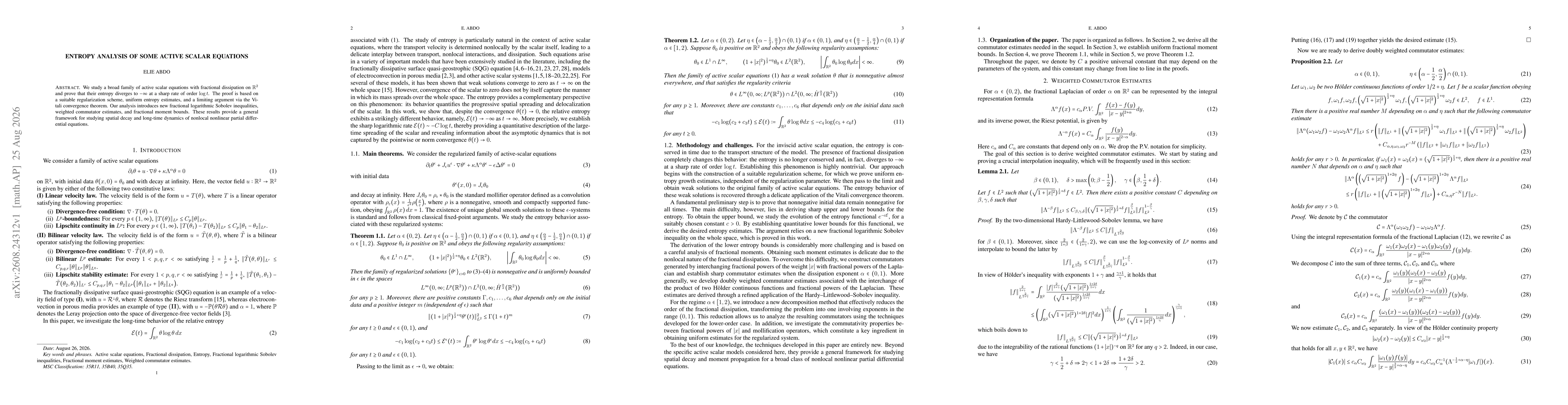 Thumbnail for Entropy Analysis of some Active Scalar Equations
