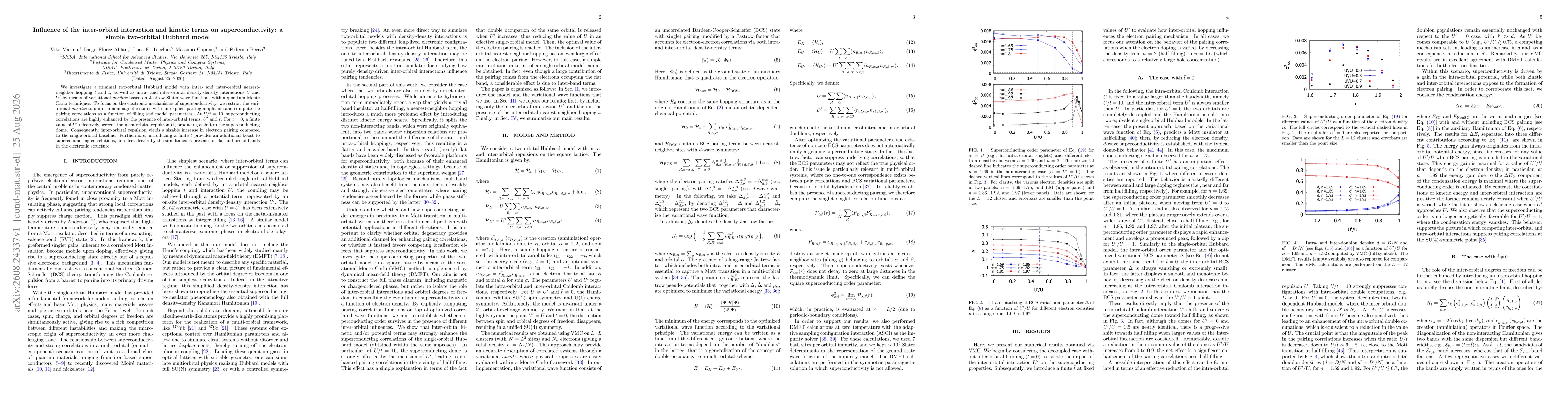 Thumbnail for Influence of the inter-orbital interaction and kinetic terms on superconductivity: a simple two-orbital Hubbard model
