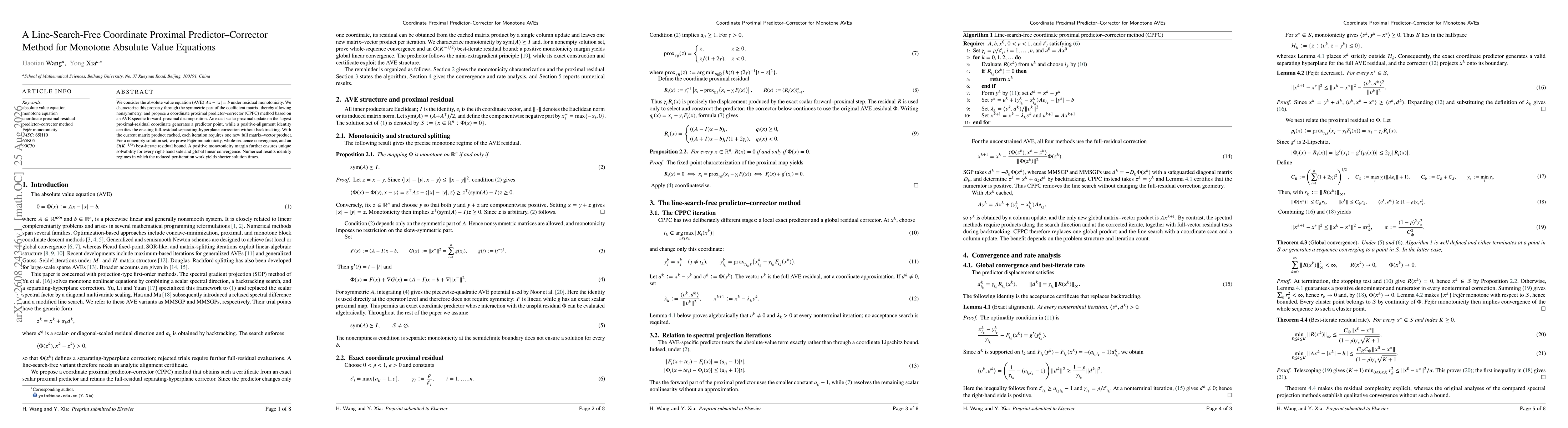 Thumbnail for A Line-Search-Free Coordinate Proximal Predictor-Corrector Method for Monotone Absolute Value Equations