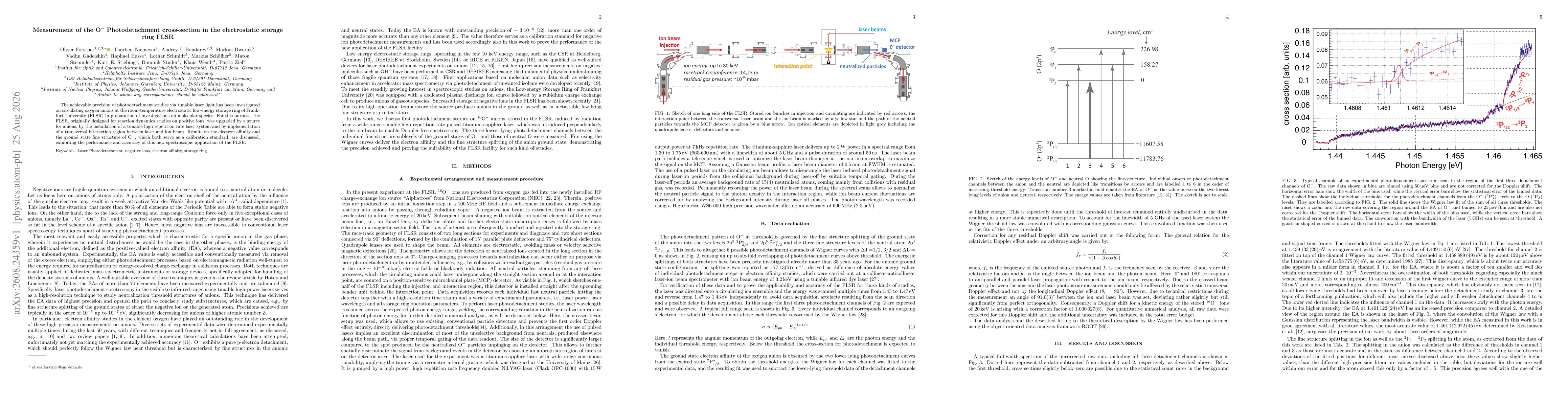 Thumbnail for Measurement of the O$^{-}$ Photodetachment cross-section in the electrostatic storage ring FLSR