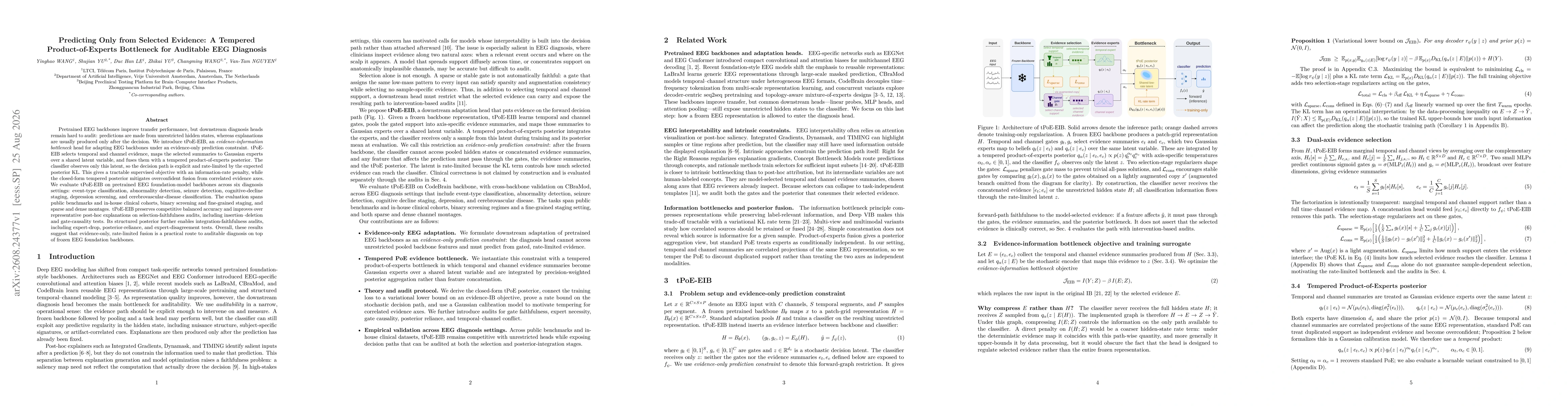 Thumbnail for Predicting Only from Selected Evidence: A Tempered Product-of-Experts Bottleneck for Auditable EEG Diagnosis