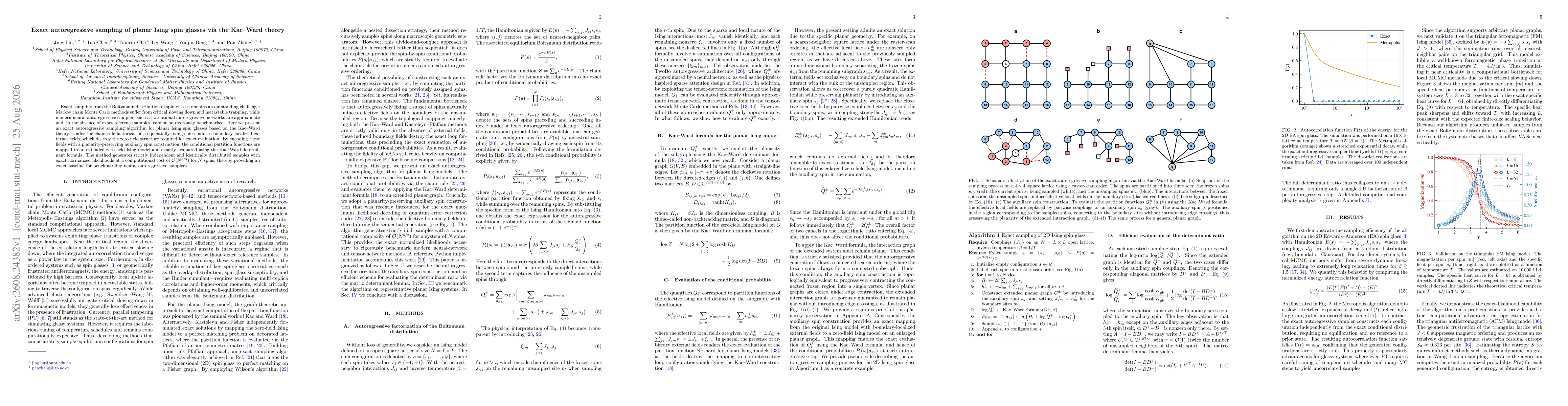Thumbnail for Exact autoregressive sampling of planar Ising spin glasses via the Kac--Ward theory