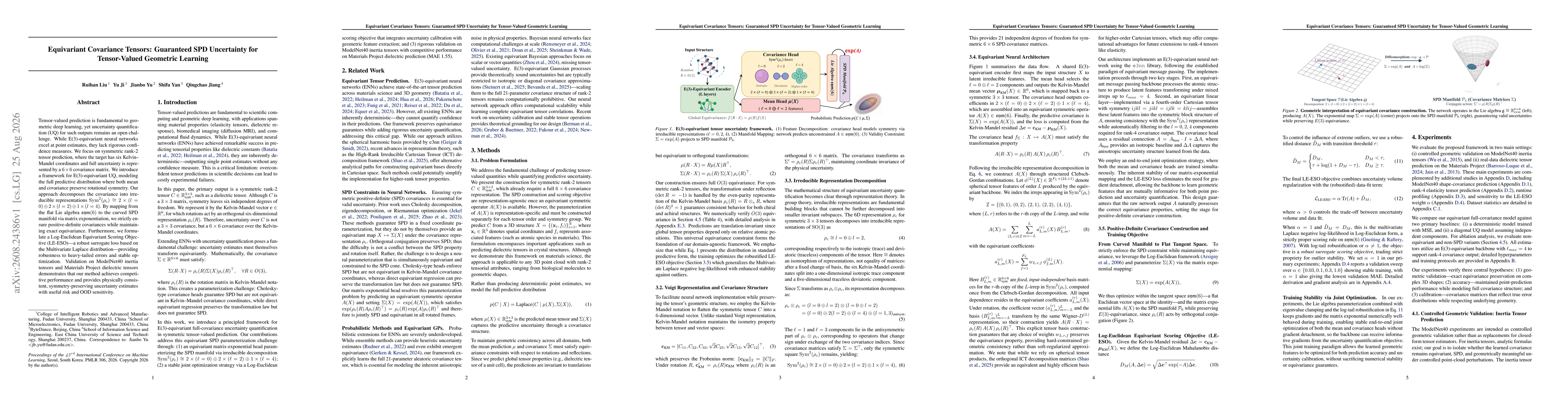 Thumbnail for Equivariant Covariance Tensors: Guaranteed SPD Uncertainty for Tensor-Valued Geometric Learning