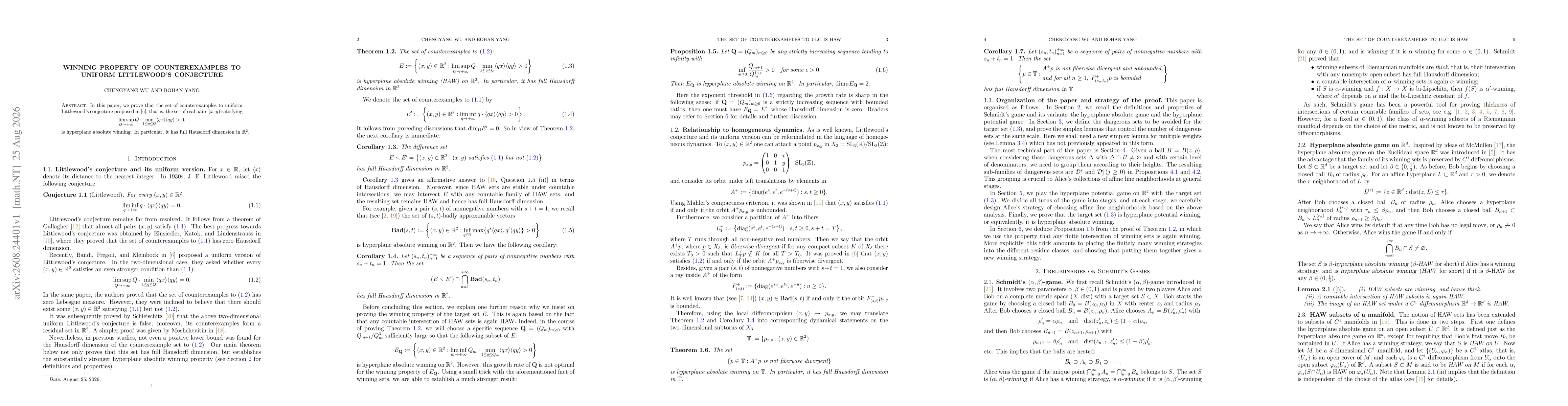 Thumbnail for Winning property of counterexamples to Uniform Littlewood's Conjecture