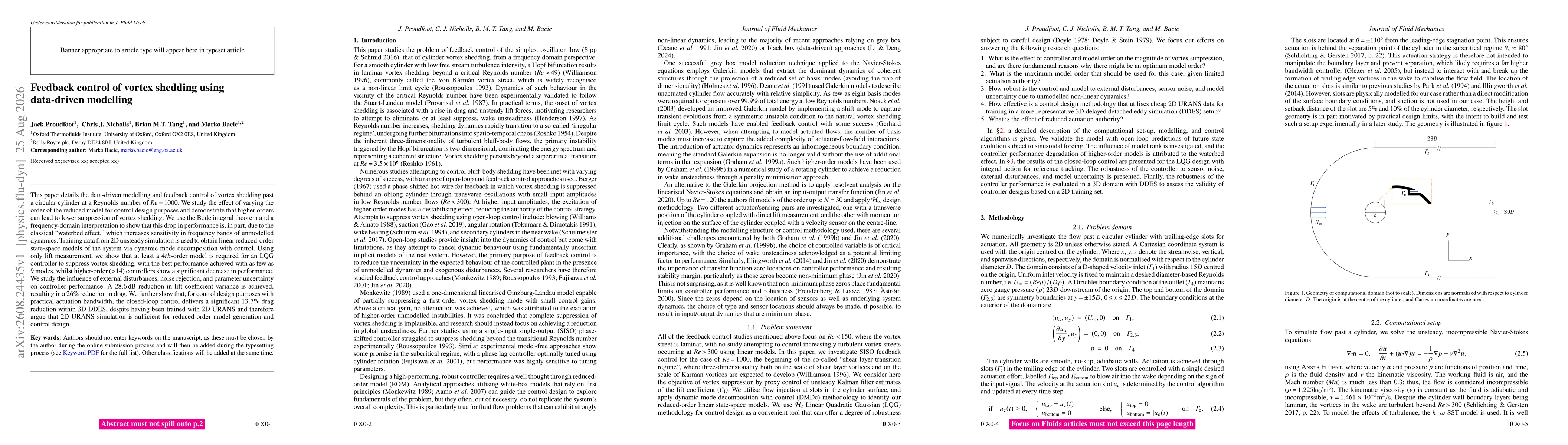 Thumbnail for Feedback control of vortex shedding using data-driven modelling
