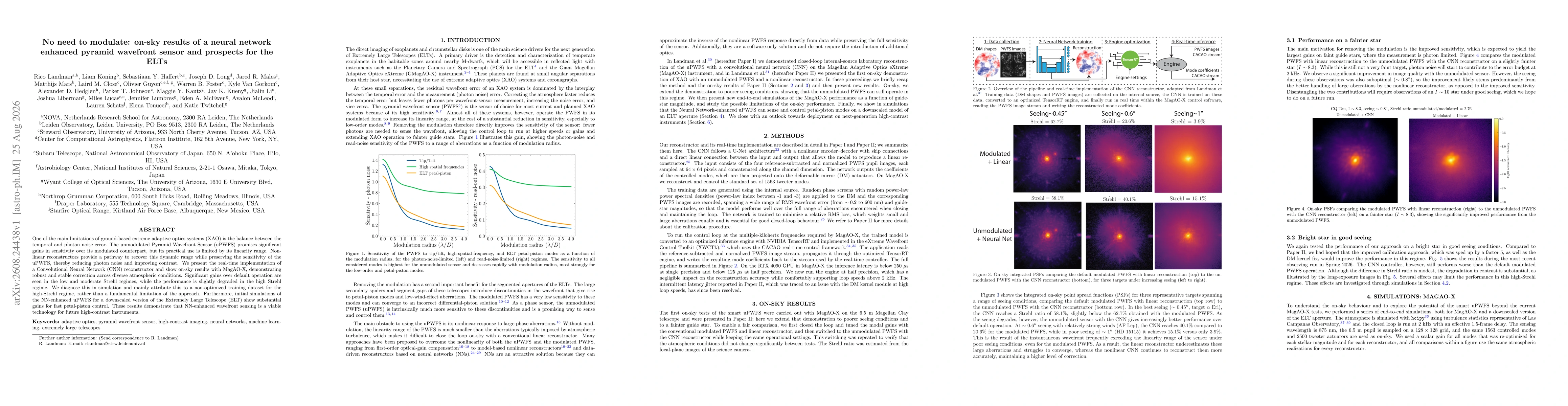 Thumbnail for No need to modulate: On-sky results of a Neural Network enhanced pyramid wavefront sensor and prospects for the ELTs