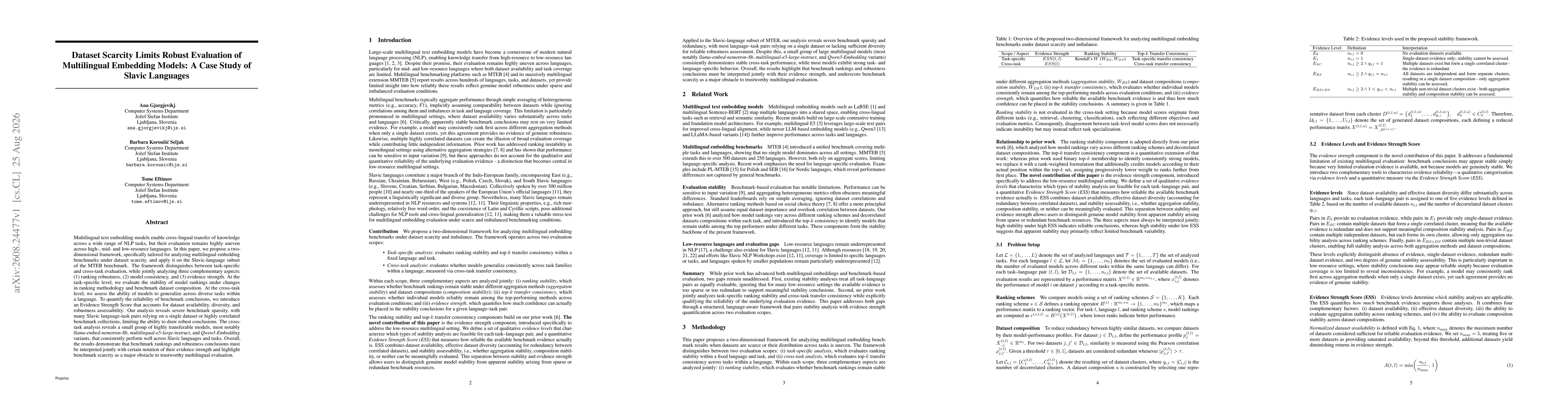 Thumbnail for Dataset Scarcity Limits Robust Evaluation of Multilingual Embedding Models: A Case Study of Slavic Languages