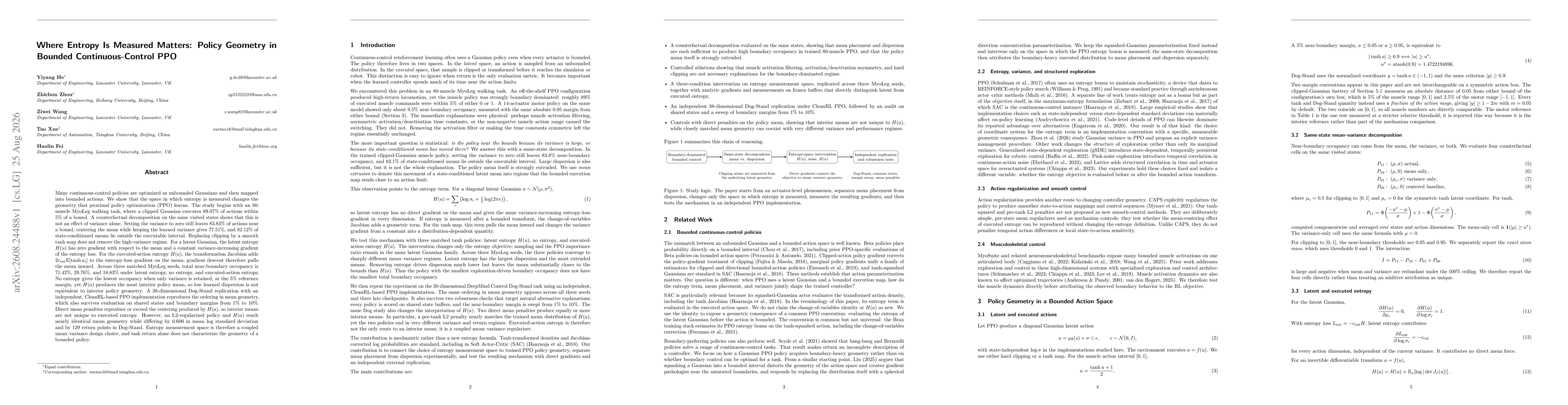 Thumbnail for Where Entropy Is Measured Matters: Policy Geometry in Bounded Continuous-Control PPO