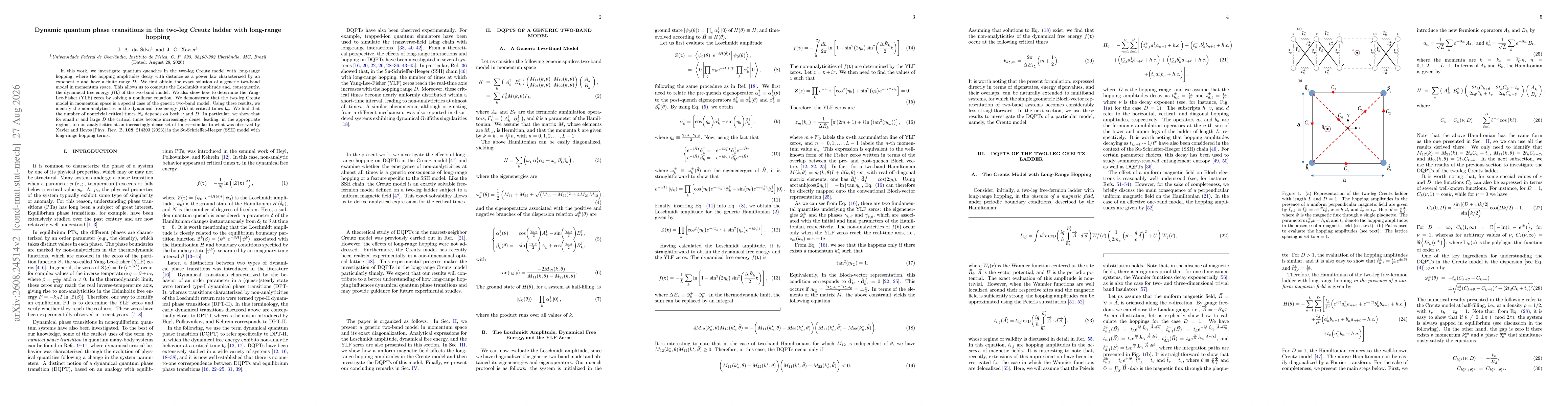 Thumbnail for Dynamic quantum phase transitions in the two-leg Creutz ladder with long-range hopping