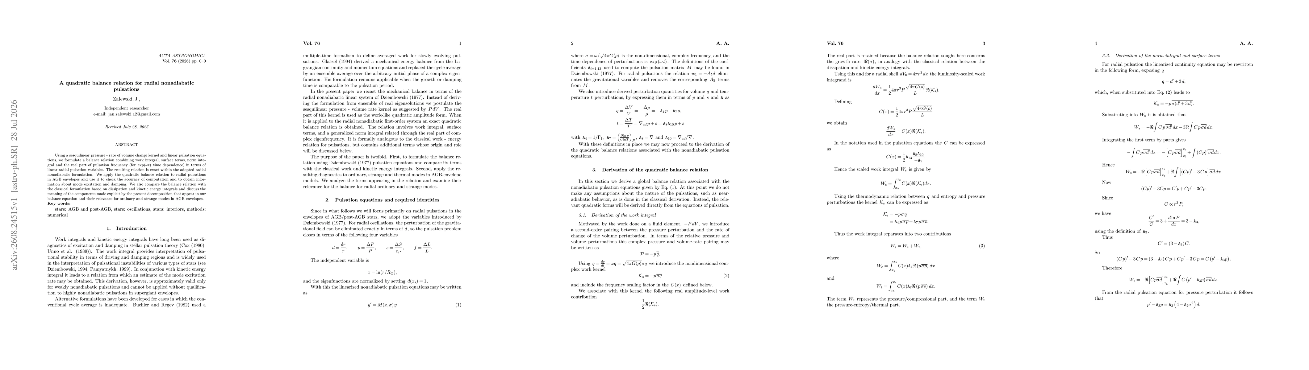 Thumbnail for A quadratic balance relation for radial nonadiabatic pulsations