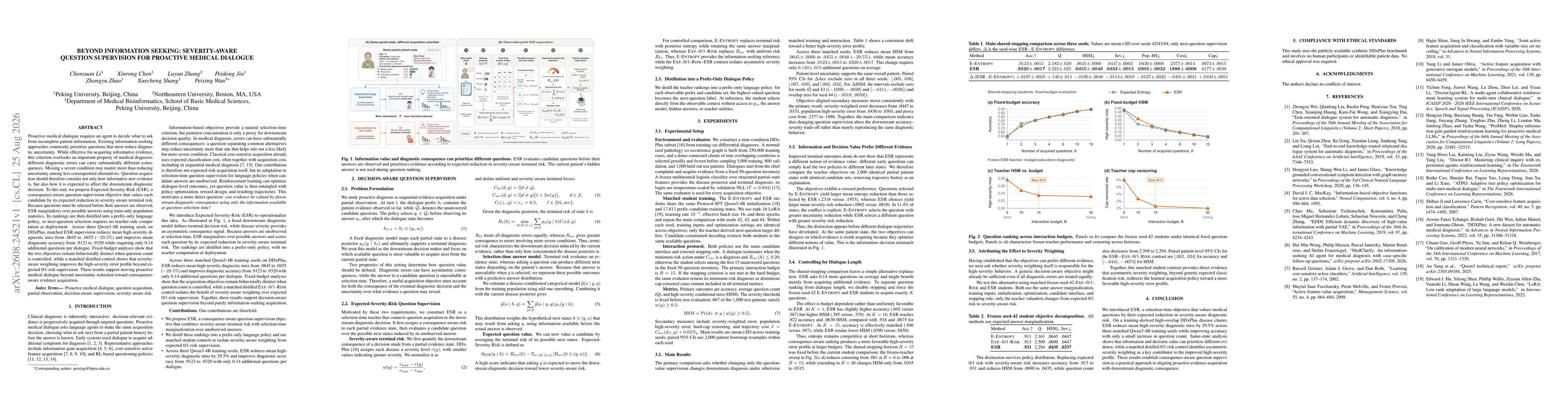 Thumbnail for Beyond Information Seeking: Severity-Aware Question Supervision for Proactive Medical Dialogue