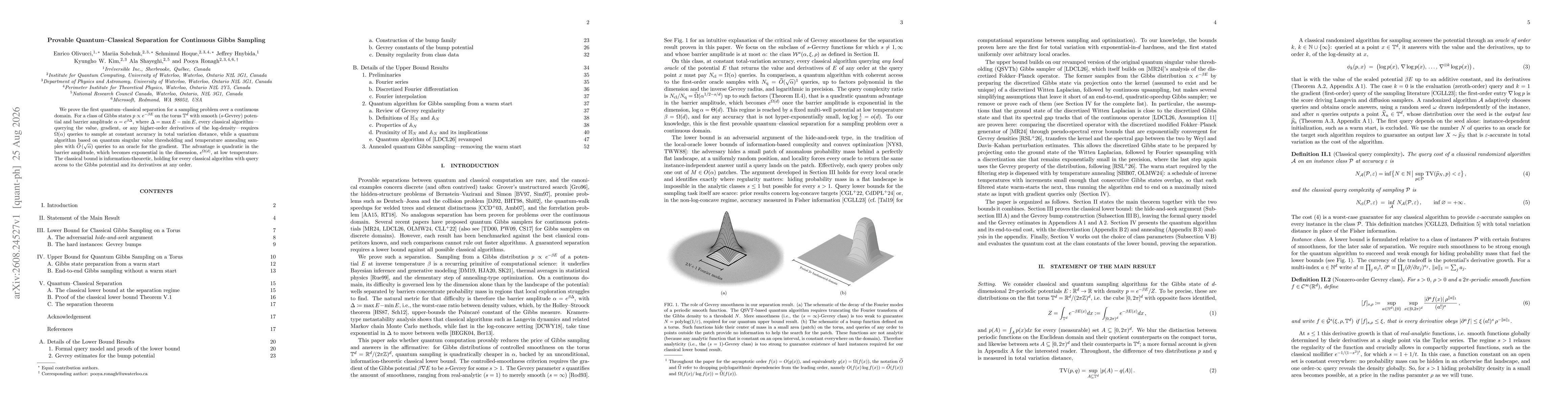 Thumbnail for Provable Quantum--Classical Separation for Continuous Gibbs Sampling