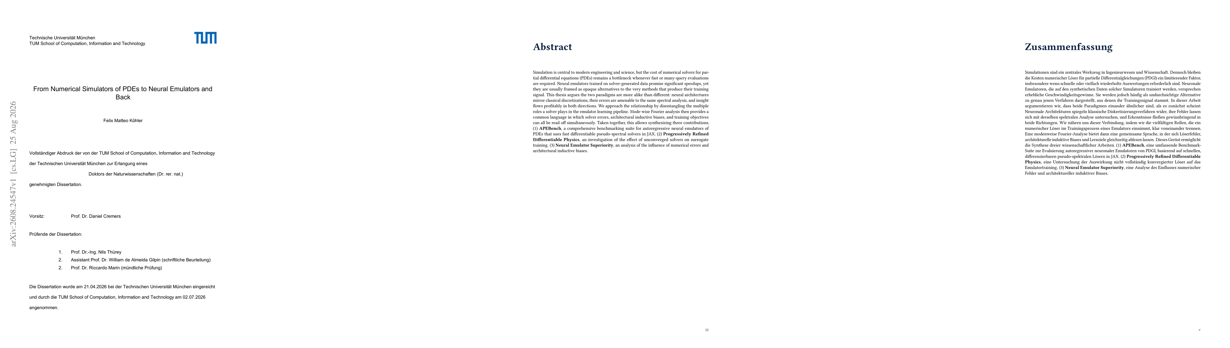 Thumbnail for From Numerical Simulators of PDEs to Neural Emulators and Back