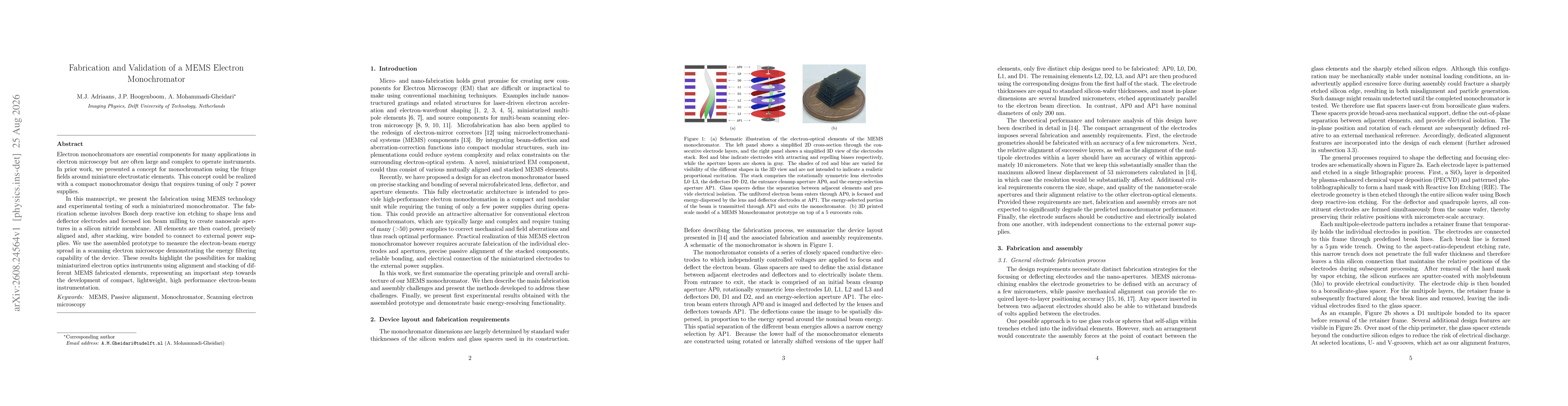 Thumbnail for Fabrication and validation of a MEMS Electron Monochromator